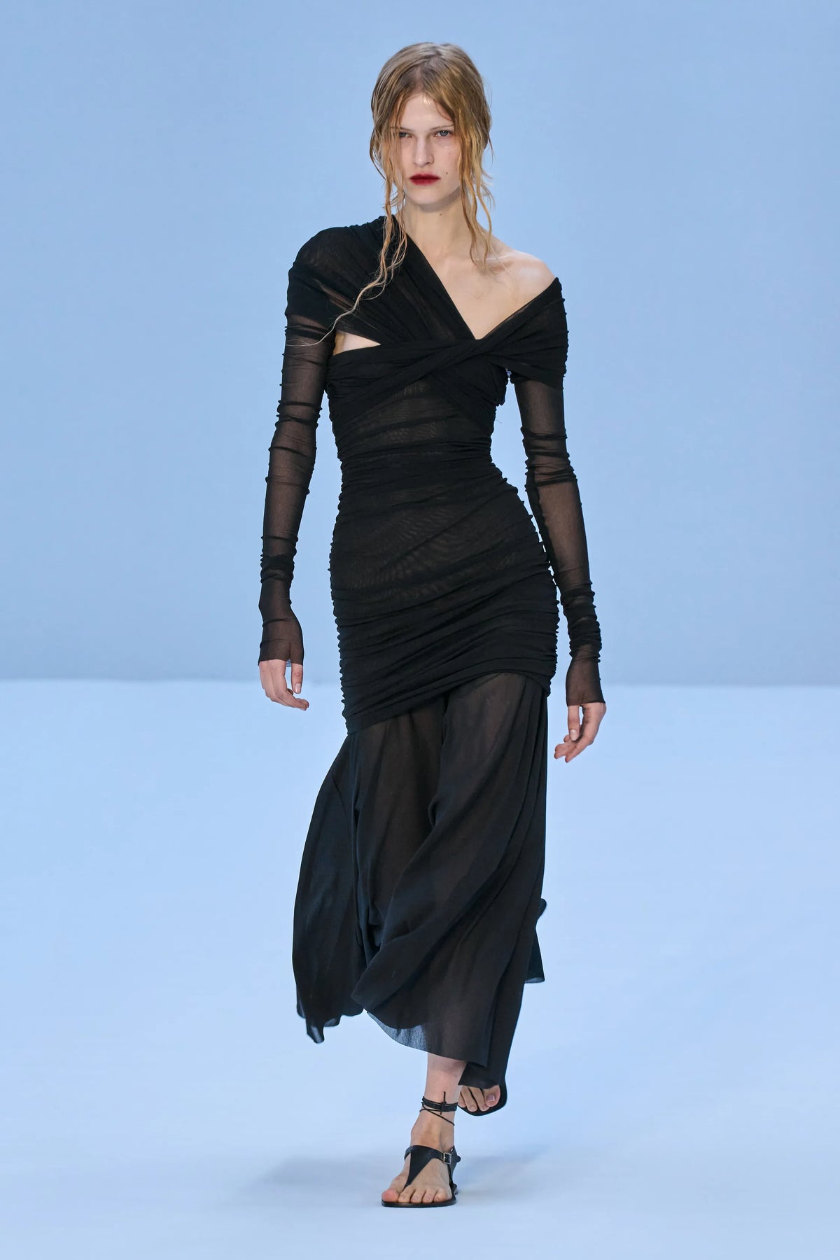 Philosophy Dress in Stretch Tulle with Removable Sleeves