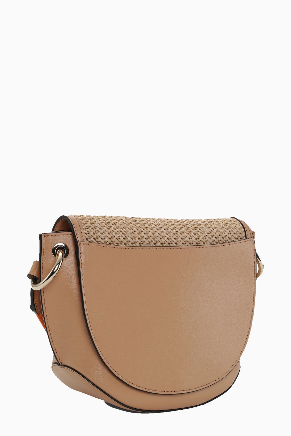 GANNI Banner Saddle Raffia Bag