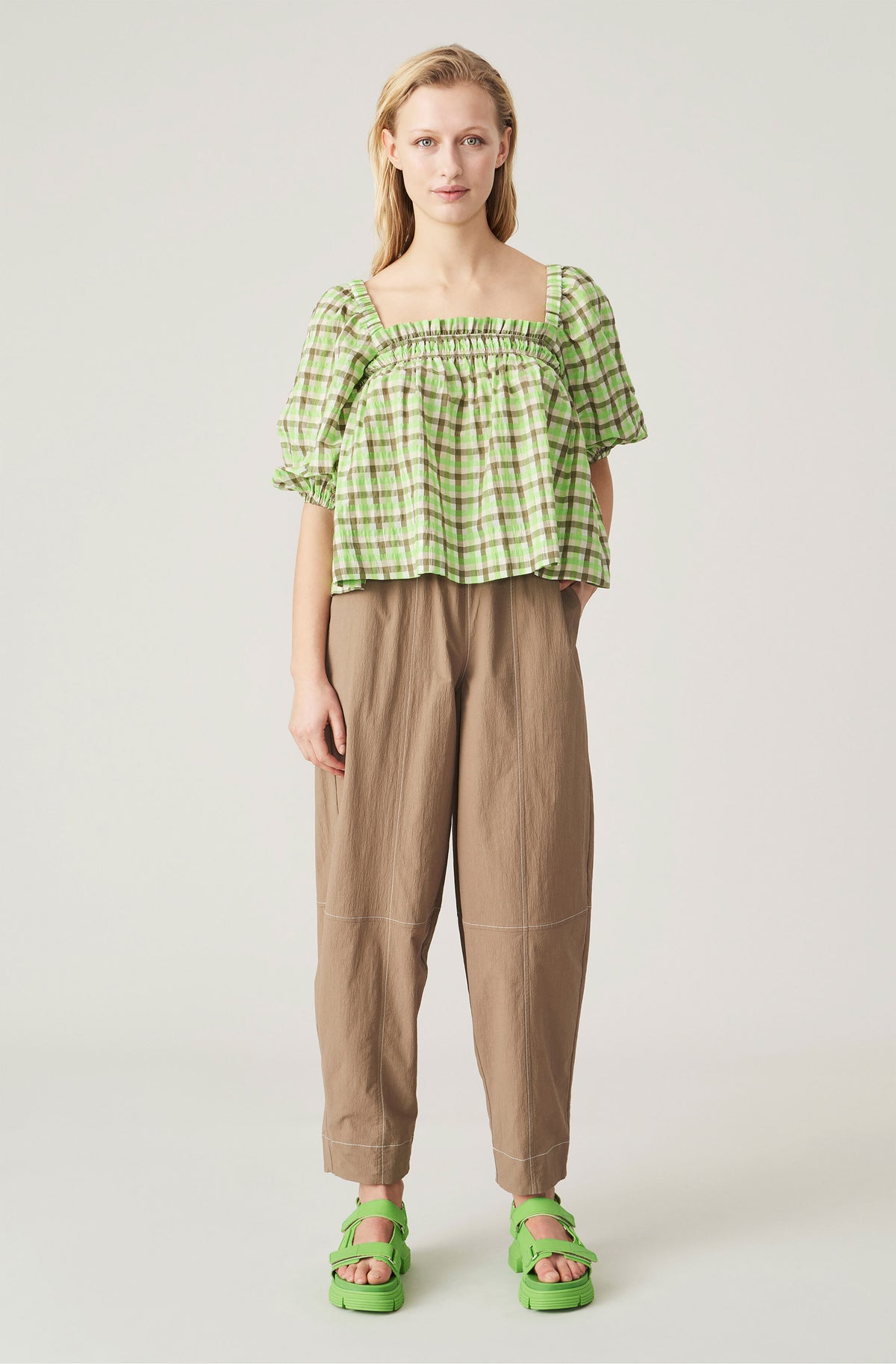 GANNI Organic Cotton Crepe Trousers