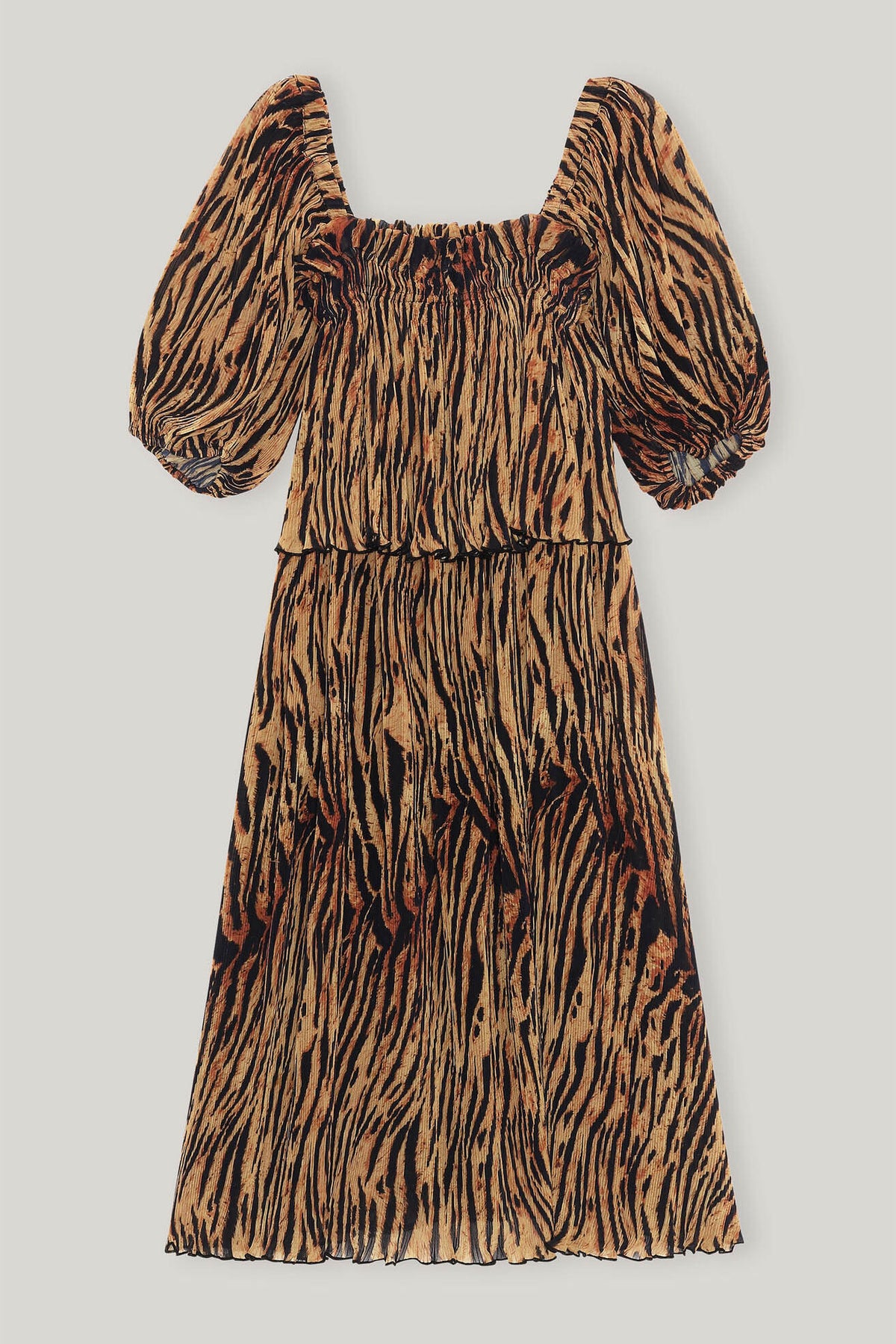GANNI Pleated Georgette Midi Dress