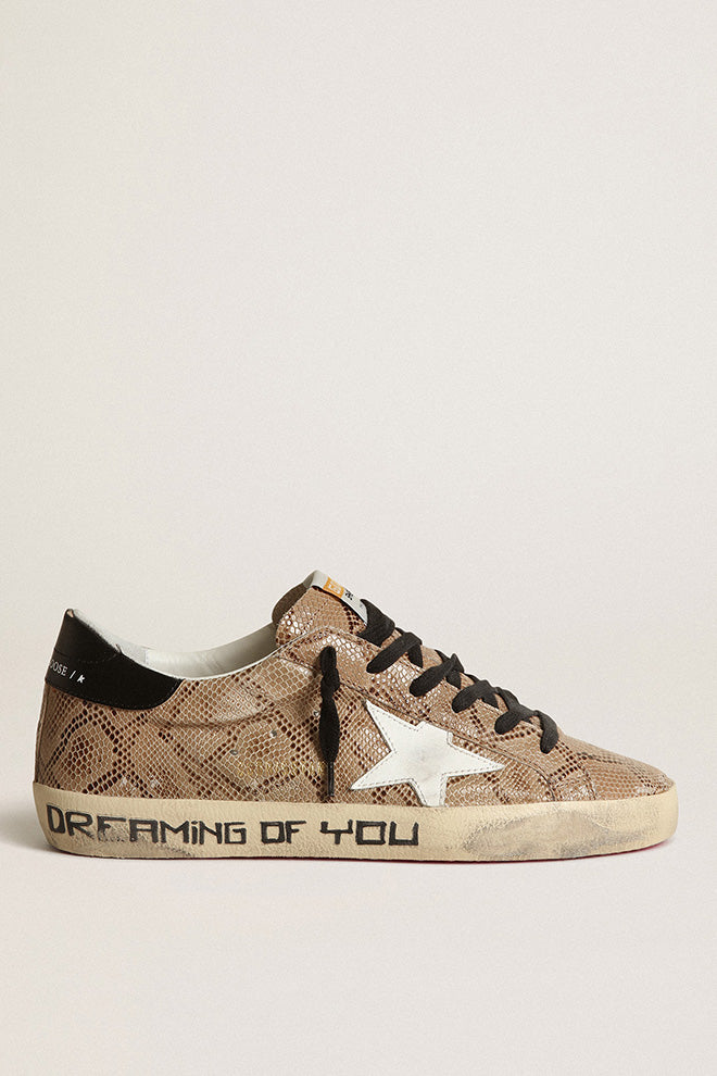 Golden Goose Super Star Cuir imprimé serpent Tige en cuir Étoile et talon en cuir brillant Renard signature