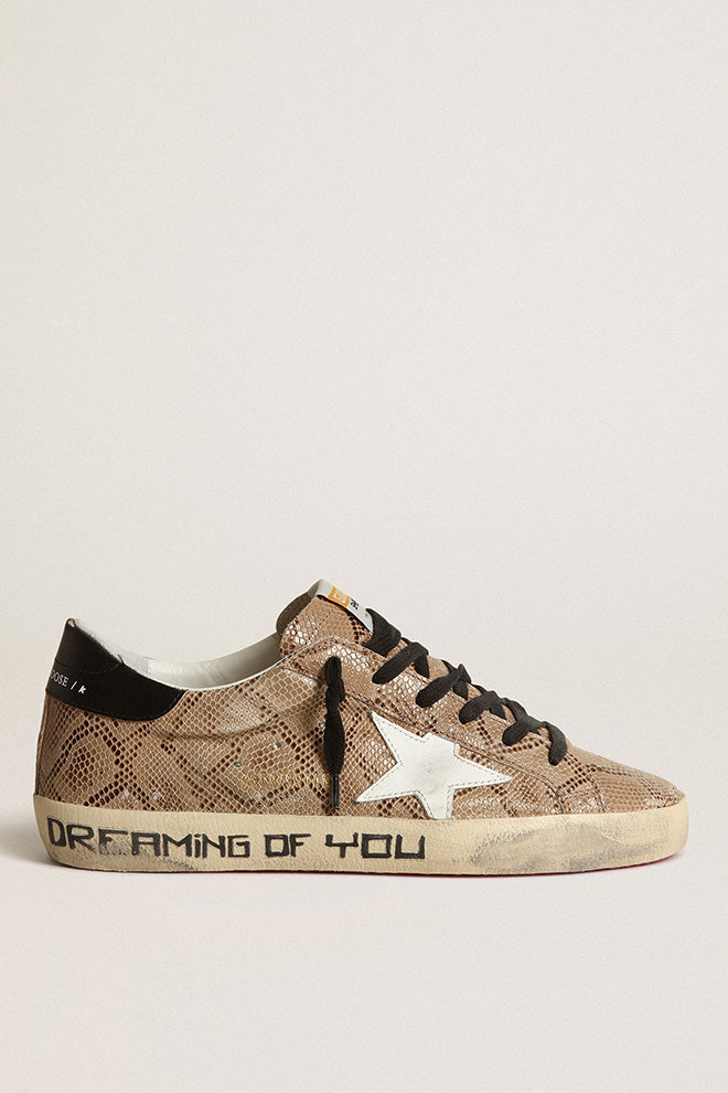 Golden Goose Super Star Snake Printed Leather Upper Leather Star &amp; Shiny Leather Heel Signature Foxing