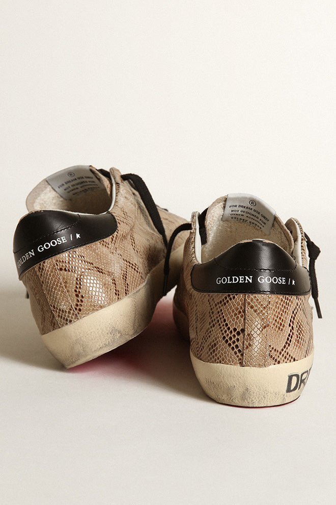 Golden Goose Super Star Snake Printed Leather Upper Leather Star &amp; Shiny Leather Heel Signature Foxing