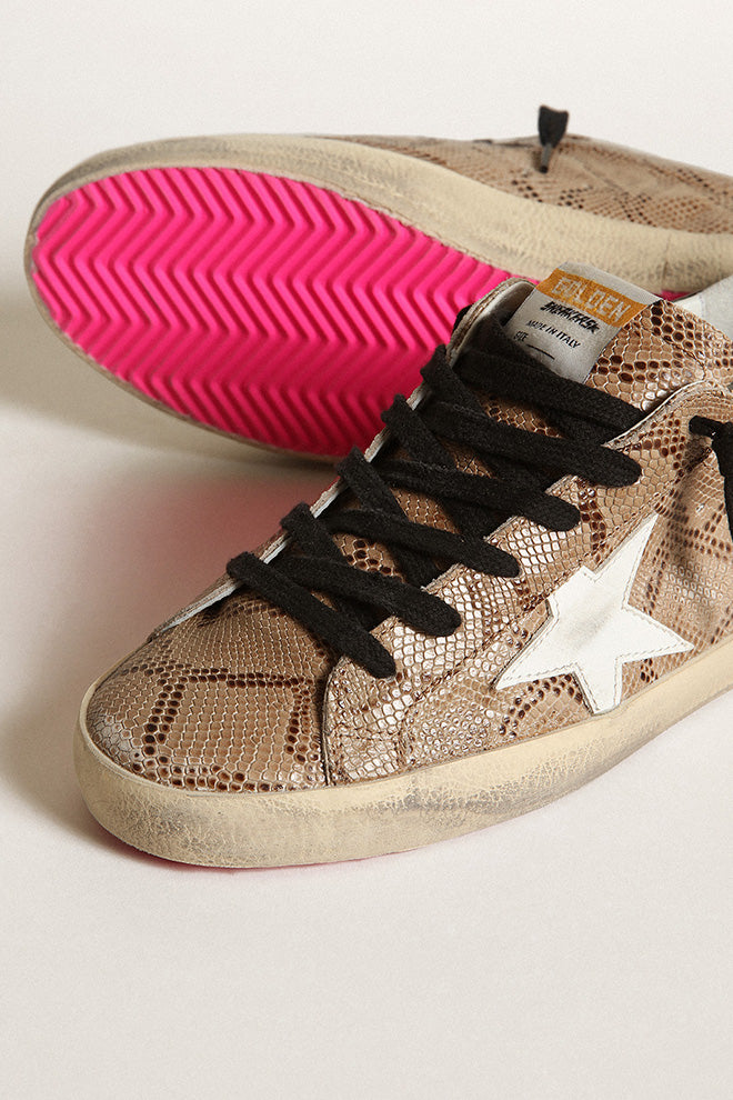 Golden Goose Super Star Cuir imprimé serpent Tige en cuir Étoile et talon en cuir brillant Renard signature