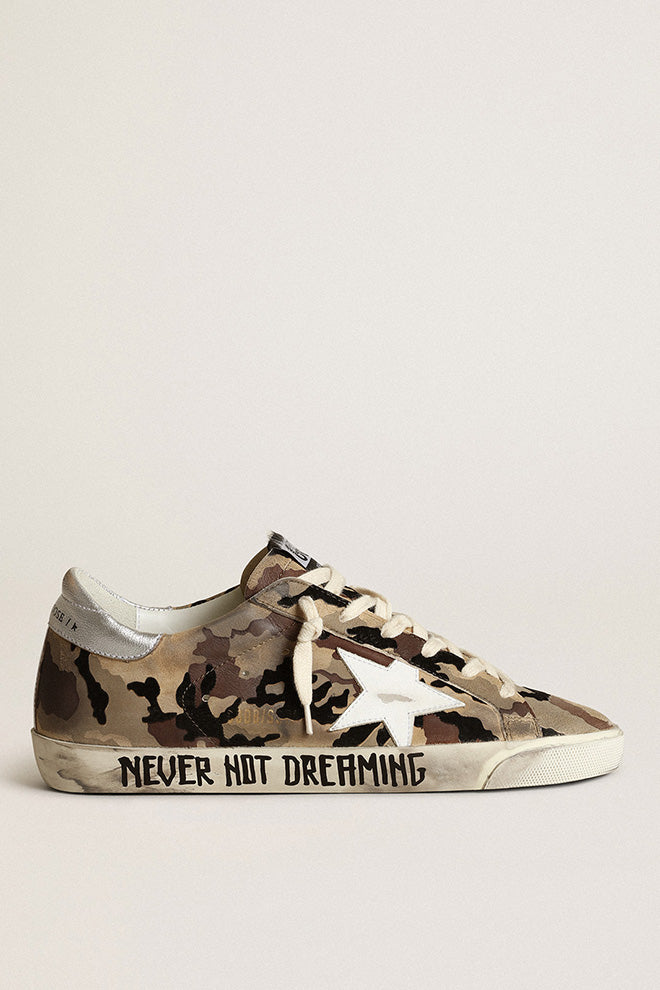 Golden Goose Super Star Camo Flock Upper Cuir Star Talon laminé Signature Foxing