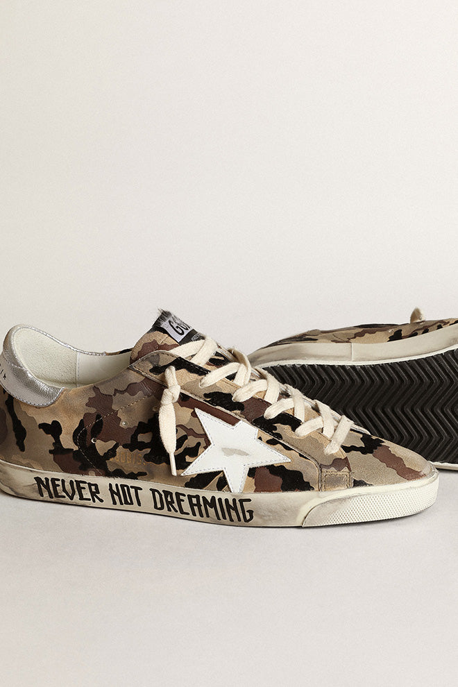 Golden Goose Super Star Camo Flock Upper Cuir Star Talon laminé Signature Foxing