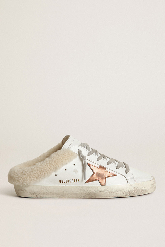 Golden Goose Super Star Sabot Leather Upper Laminated Star Shearing Lining Flowers Embossed Foxing