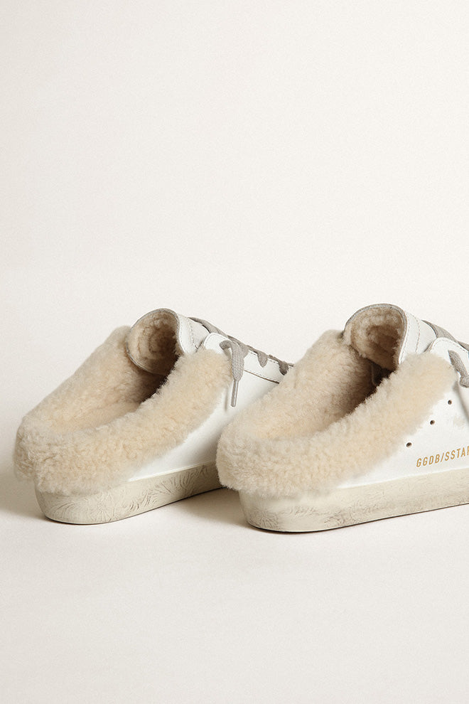Golden Goose Super Star Sabot Leather Upper Laminated Star Shearing Lining Flowers Embossed Foxing