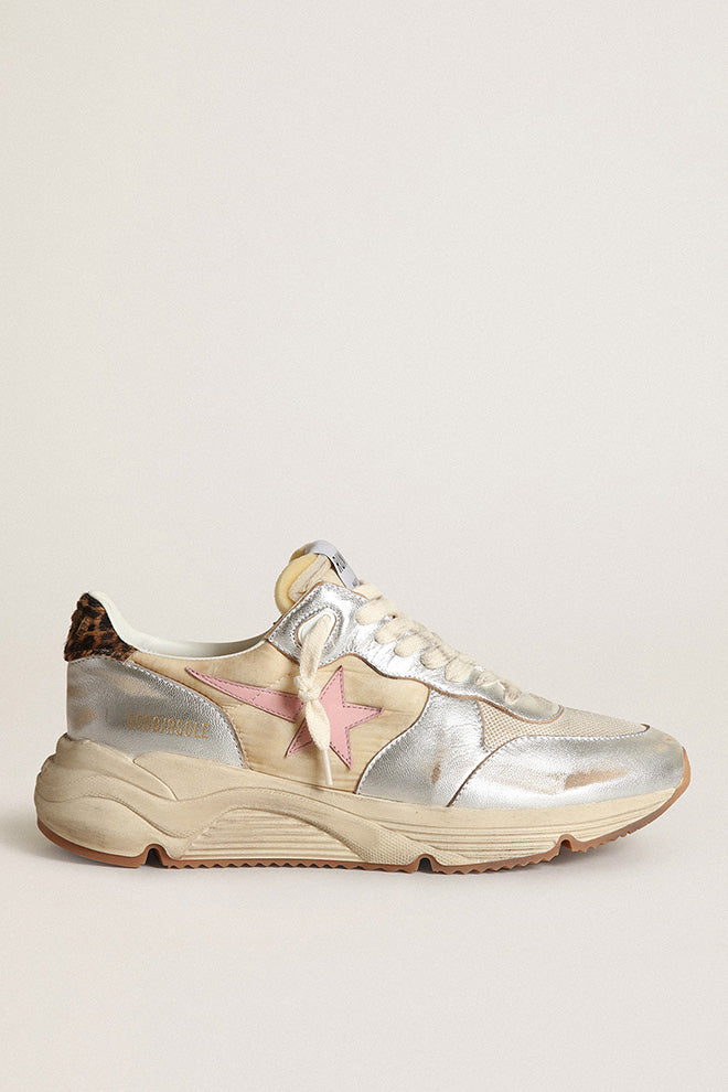 Golden Goose Running Sole Nylon and Laminated Upper and Spur Net Toe Box Leather Star Leo Horsy Heel