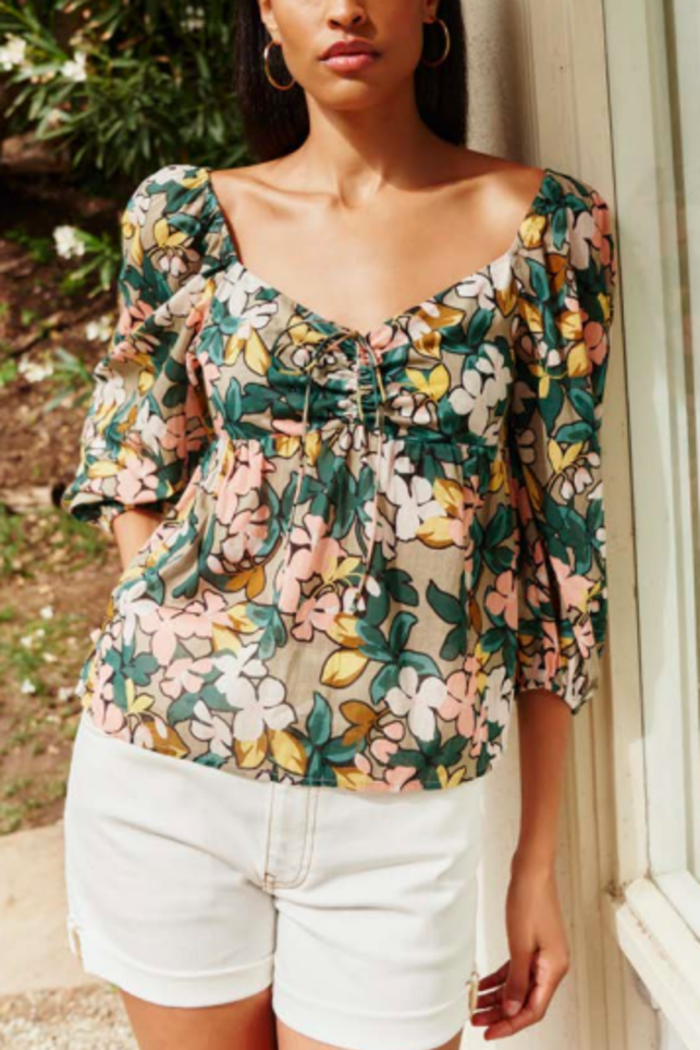 Velvet Stass Puff Sleeve Top
